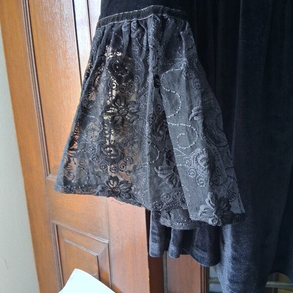 POL Velvet and Lace Boho Baby Doll top blouse sz S  /B1 - Picture 5 of 7